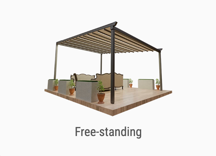 Free-standing retractable roof installation