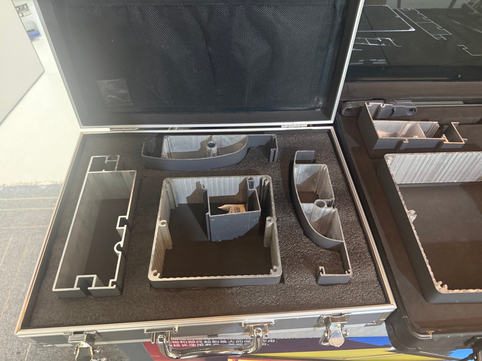 Engineered aluminum profile samples displayed for structural review