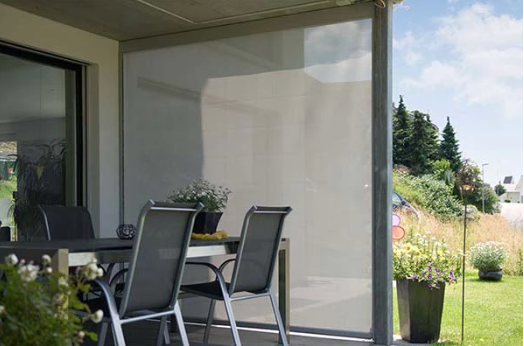 Retractable zip screen blind installed for a residential patio