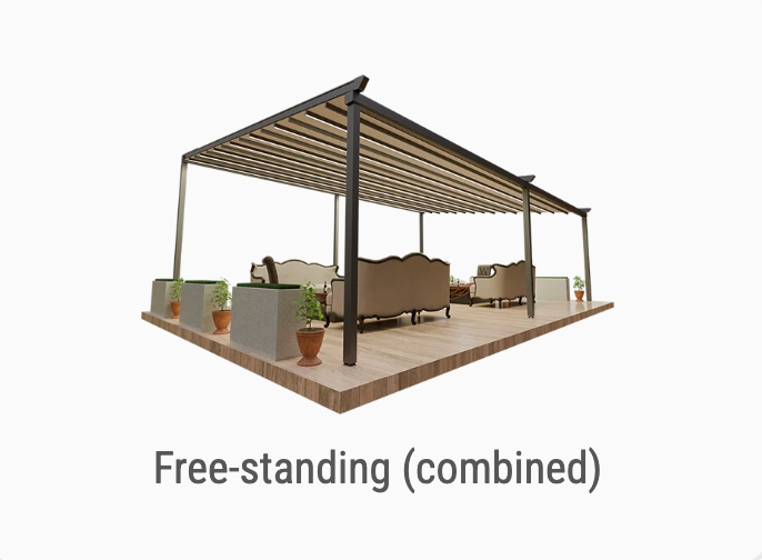 Free-standing (combined) retractable roof installation