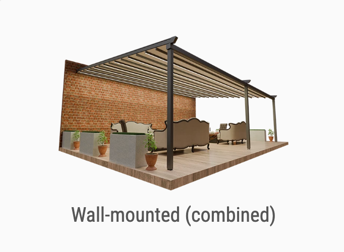 Wall-mounted (combined) retractable roof installation