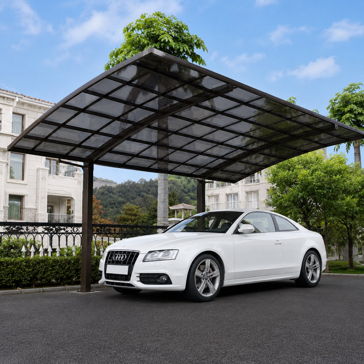 Inside Corner Return aluminum polycarbonate patio canopy