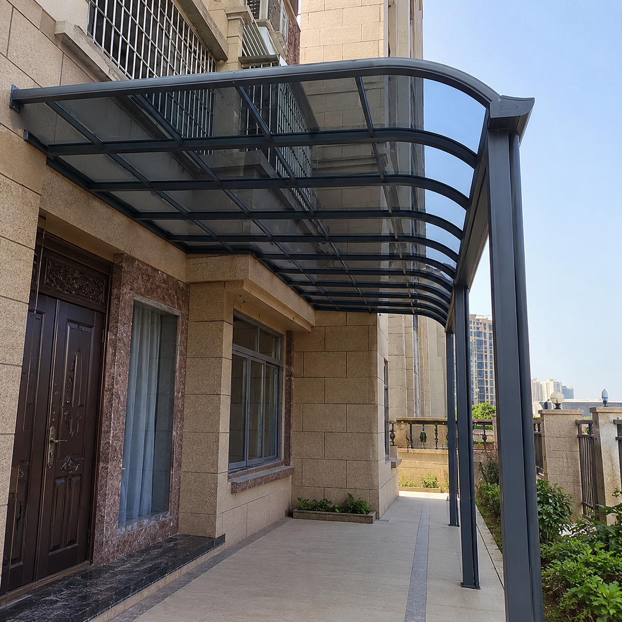 Diagonal Tie-Rod Type aluminum polycarbonate patio canopy